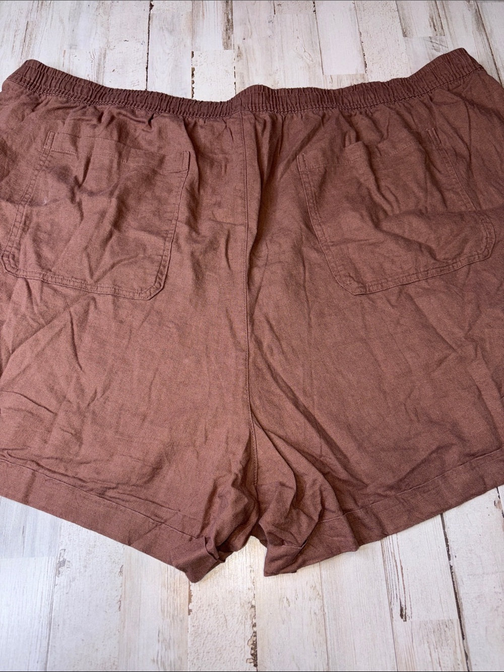 Old Navy Linen Brown Strawstring-Elastic-Waist Causal Shorts Plus Size 4X - Picture 12 of 15